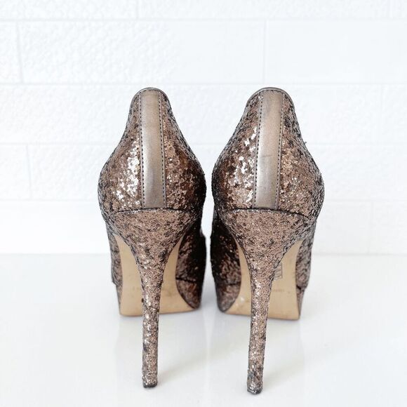 Nine West Womens Fortonight Glitter Classic Platform Stiletto Pump Bronze Sz 7.5 - Picture 7 of 8